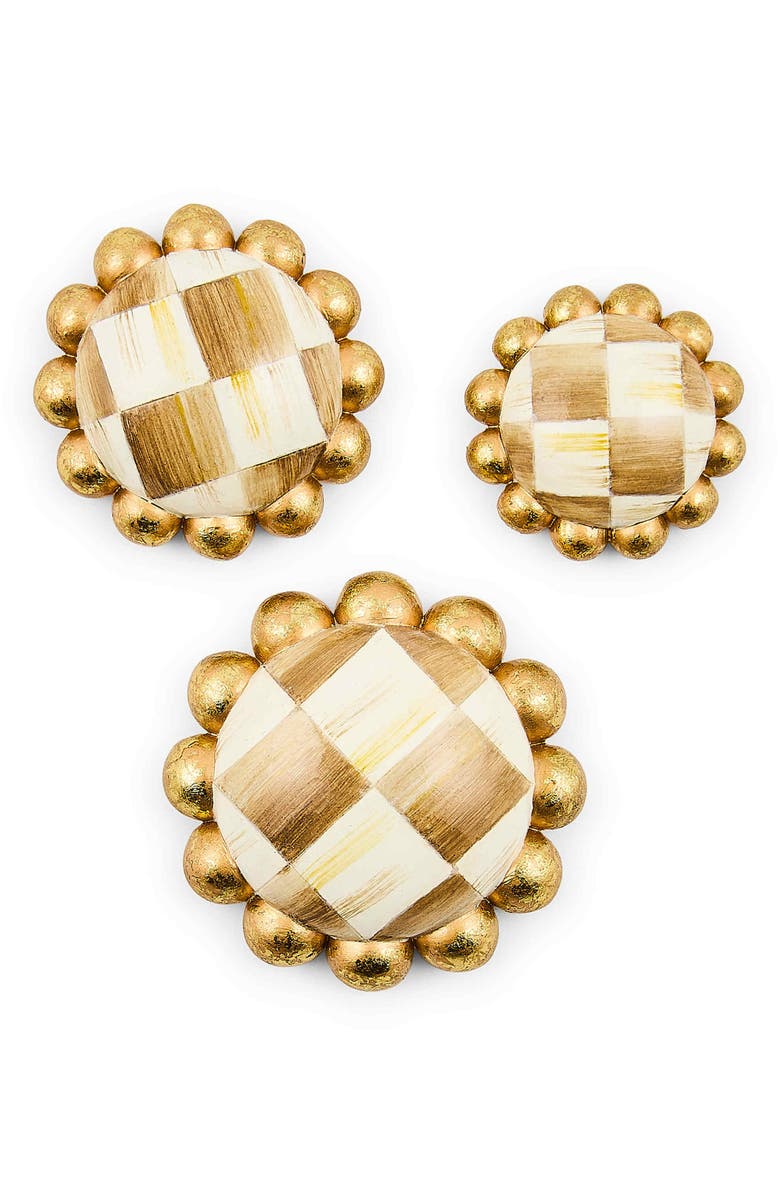 MACKENZIE CHILDS Rosy Check Set of 3 Magnets, Main, color, Mocha