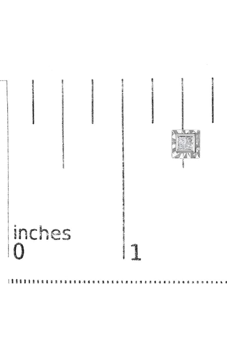 Silver 1/6 Ct Invisible Princess Quad Composite Stud Earrings, Alternate, color, White