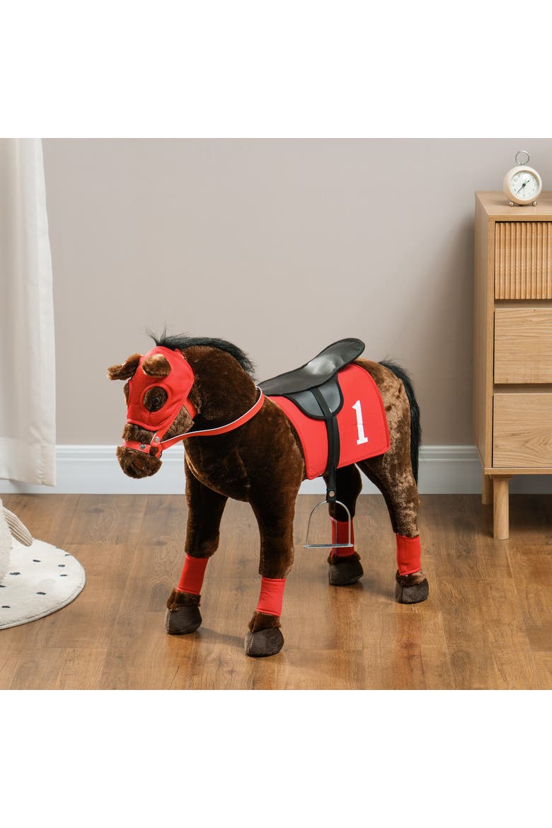 Kids Ride-on Horse, Neighing Sound, Saddle, Stirrups, Alternate, color, Brown