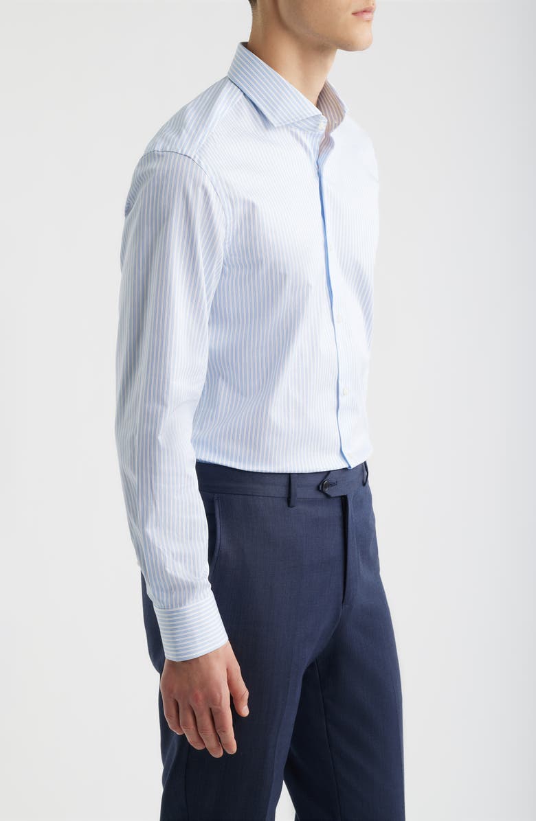 BOSS Hank Slim Fit Stripe Stretch Cotton Dress Shirt, Alternate, color, Light/ Pastel Blue