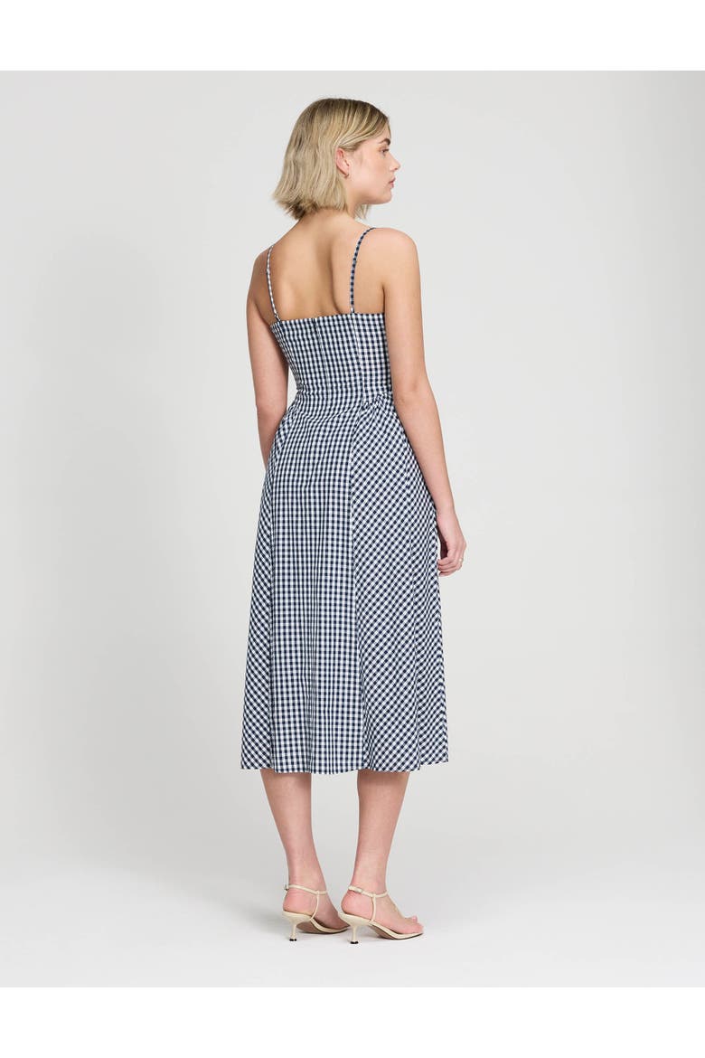 Romina Cotton Gingham Midi Dress, Alternate, color, Navy Gingham Check