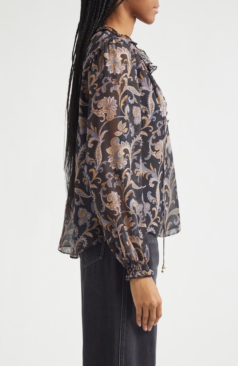 Veronica Beard Hickory Paisley Silk Blouse, Alternate, color, Black Multi