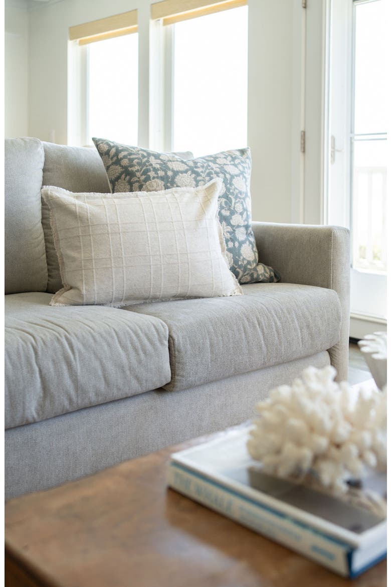 Teddy | Woven Cream Plaid Linen Pillow Cover, Alternate, color, Cream