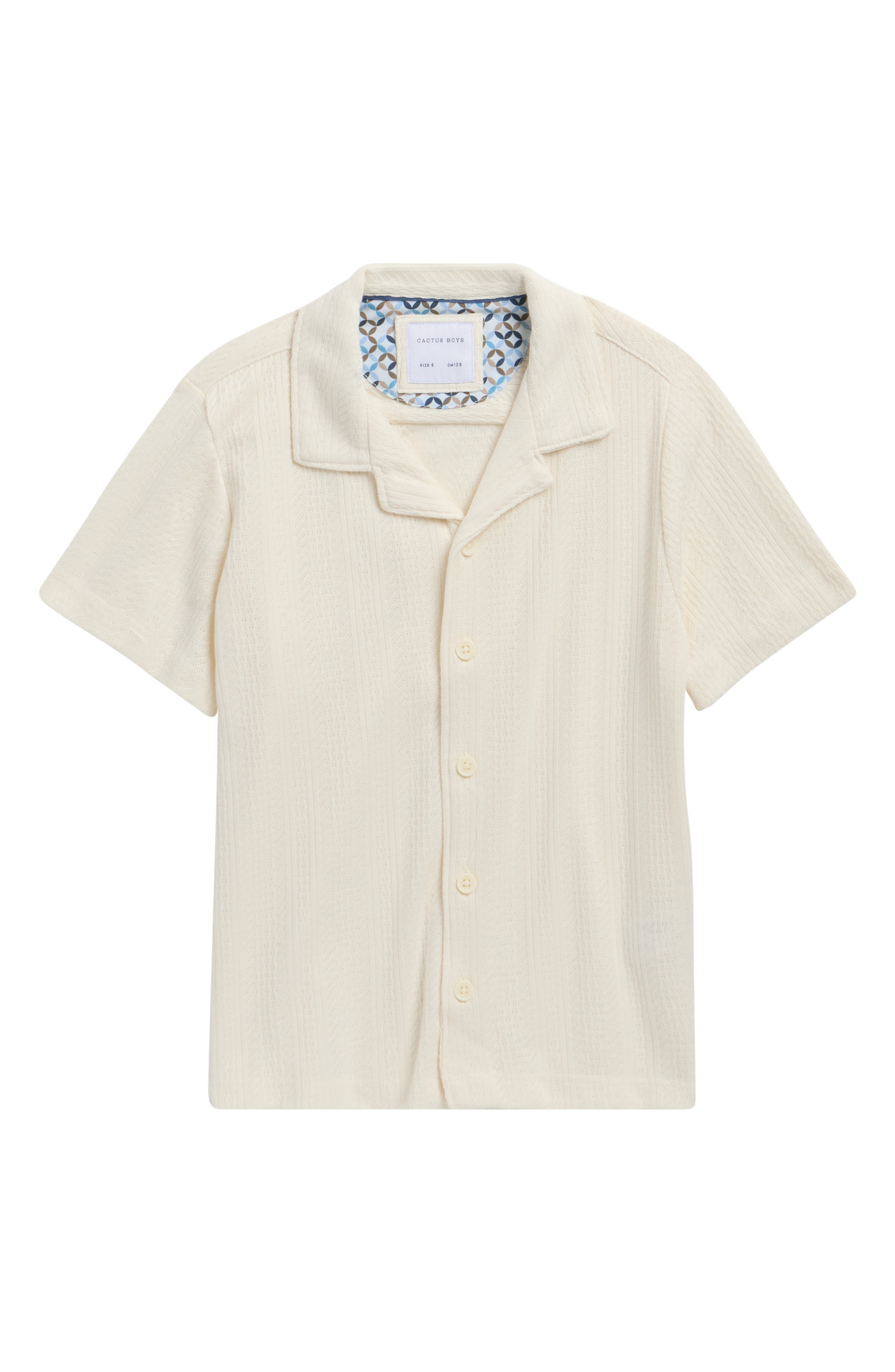 DENIM AND FLOWER Kids' Textured Geometric Camp Shirt