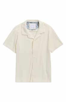 DENIM AND FLOWER Kids' Textured Geometric Camp Shirt