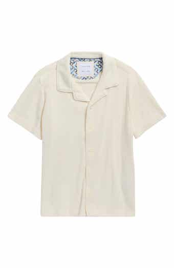 DENIM AND FLOWER Kids' Textured Geometric Camp Shirt