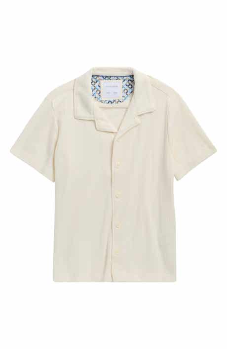 DENIM AND FLOWER Kids' Textured Geometric Camp Shirt