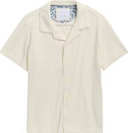 DENIM AND FLOWER Kids' Textured Geometric Camp Shirt