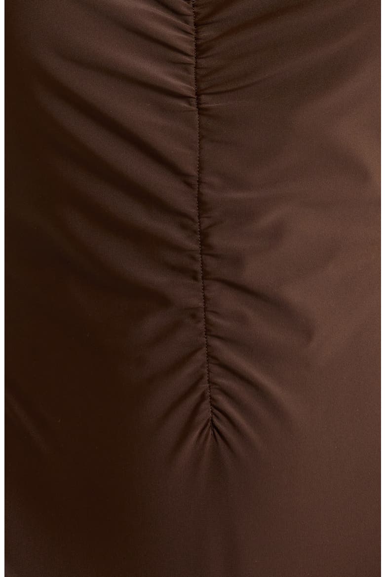 Monique Shirred One-Piece Swimsuit, Alternate, color, BEACH BROWN