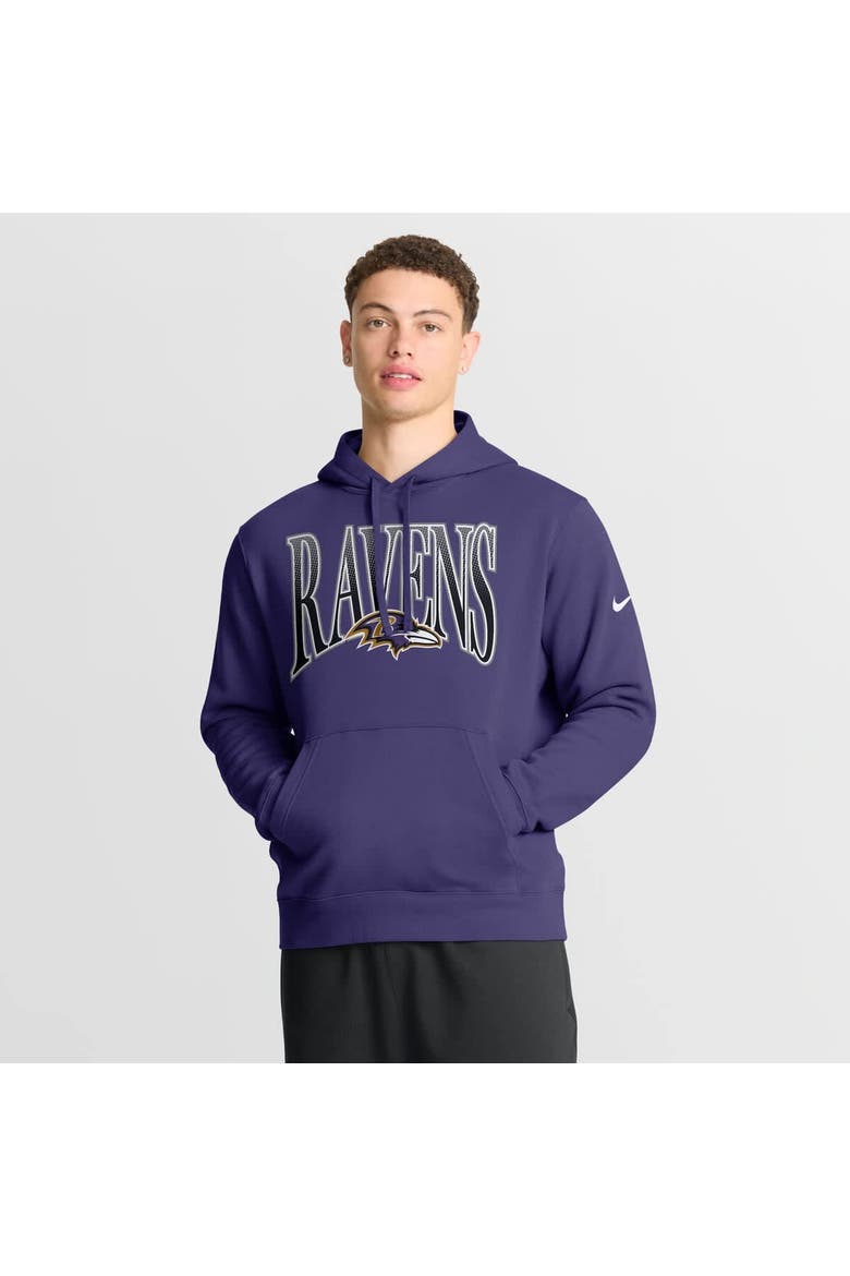 Men's Nike Purple Baltimore Ravens Full Blitz Club Fleece Pullover Hoodie, Main, color, Purple