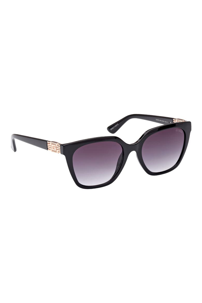 55mm Gradient Square Sunglasses, Alternate, color, SHINY BLACK / GRADIENT SMOKE