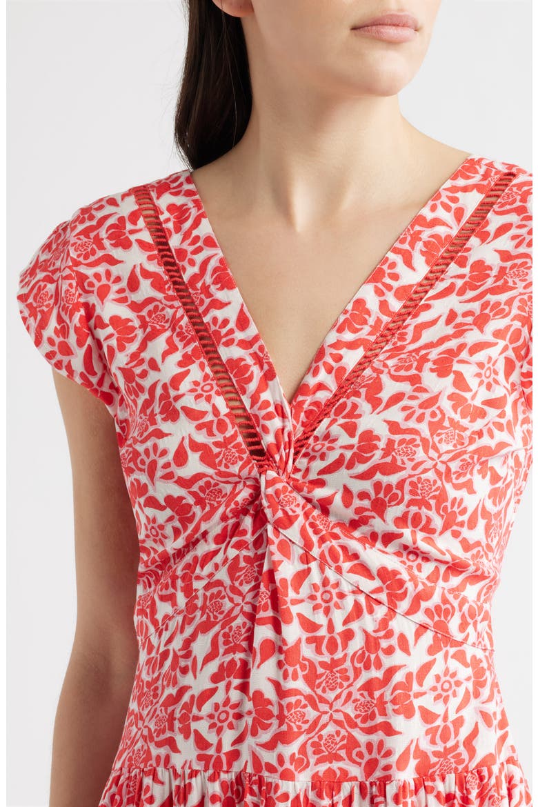 Print Tiered Maxi Dress, Alternate, color, RED/ PINK