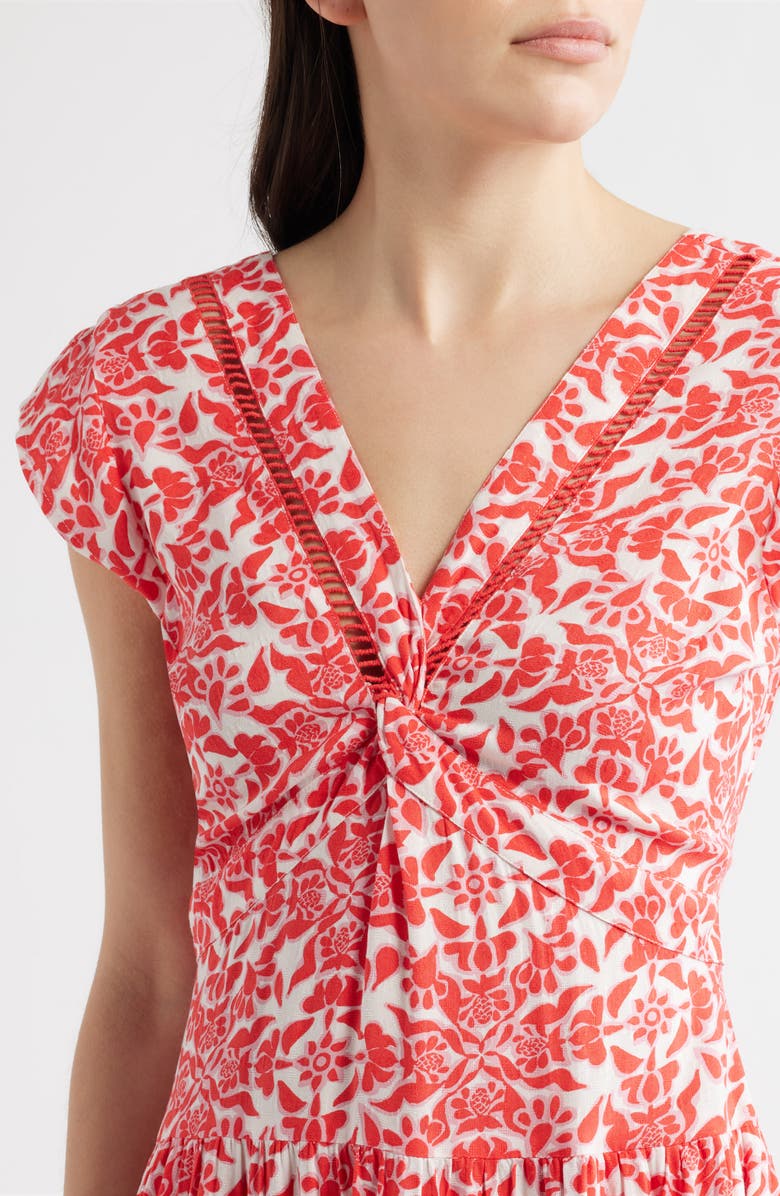 CITY BLUES Print Tiered Maxi Dress, Alternate, color, Red/ Pink