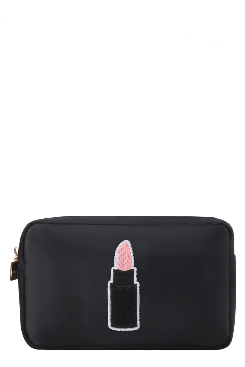 Medium Lipstick Cosmetic Bag, Main, color, BLACK