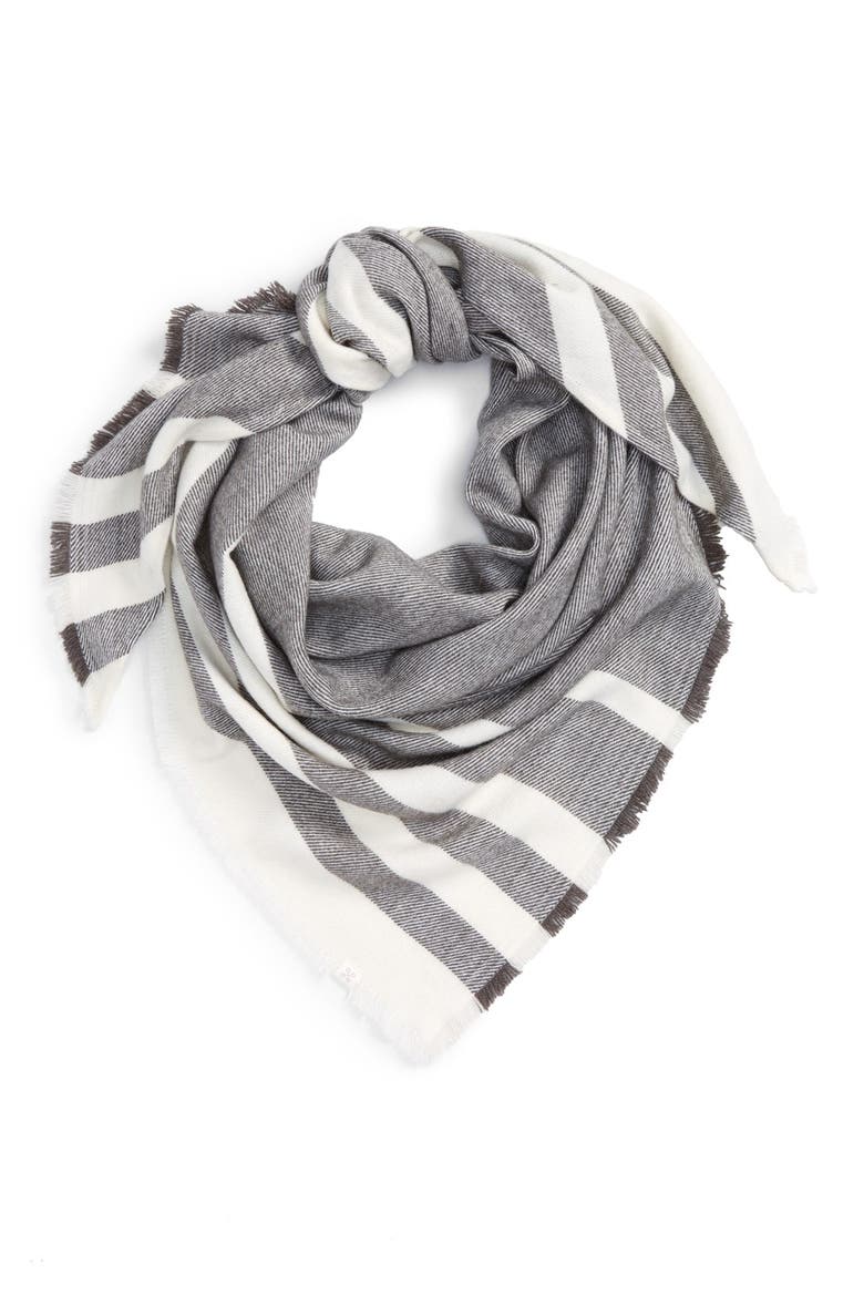 Striped Triangle Scarf, Main, color, GREY COMBO