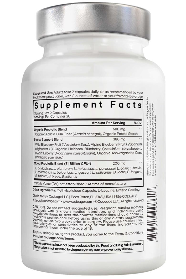 Amen Mood Probiotic 51 Billion CFUs + Prebiotics Supplement, Alternate, color, White