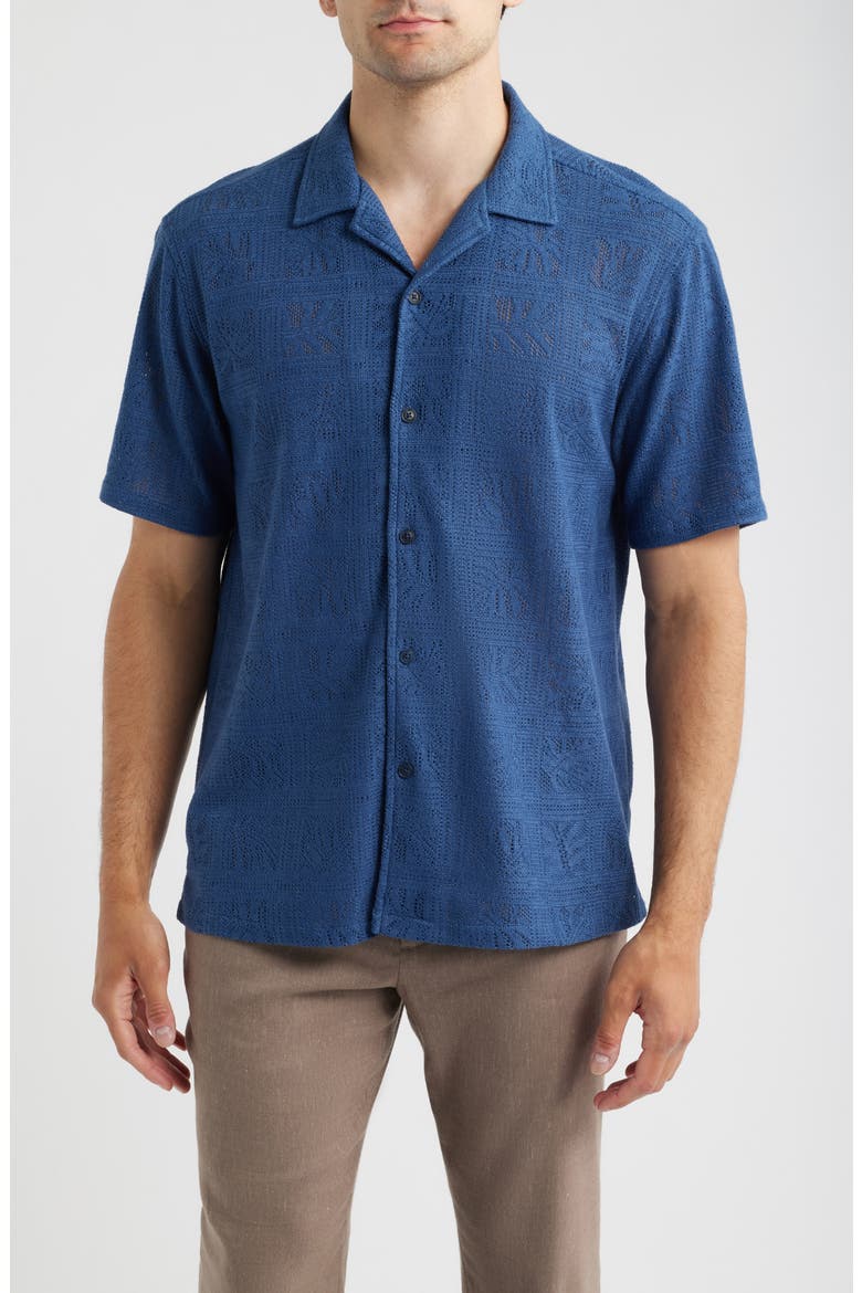 Tile Cabana Camp Shirt, Main, color, DUSK