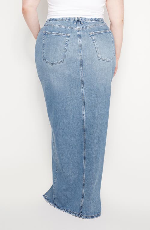 Good American Slit Front Denim Midi Skirt In Indigo599