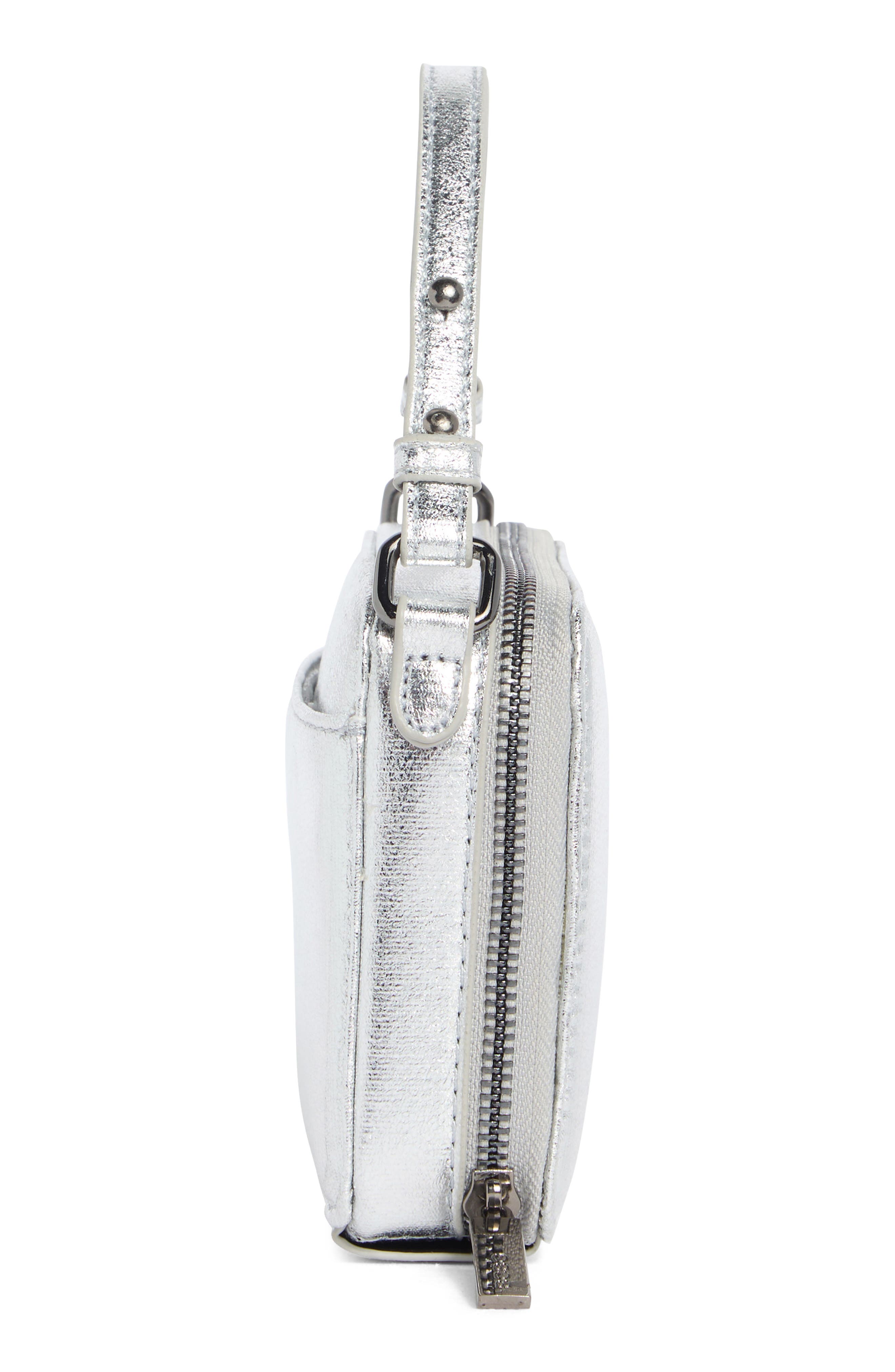 BCBG Slim Top Handle Clutch, Alternate, color, Silver