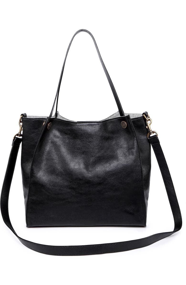 OLD TREND Daisy Leather Tote Bag, Alternate, color, Black