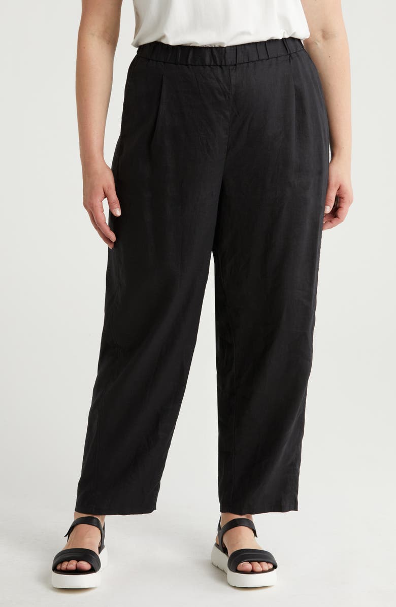 Eileen Fisher Pleated Organic Linen Lantern Pants, Main, color, 