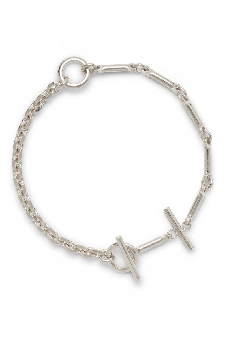 Triplet Toggle Anklet, Main, color, SILVER