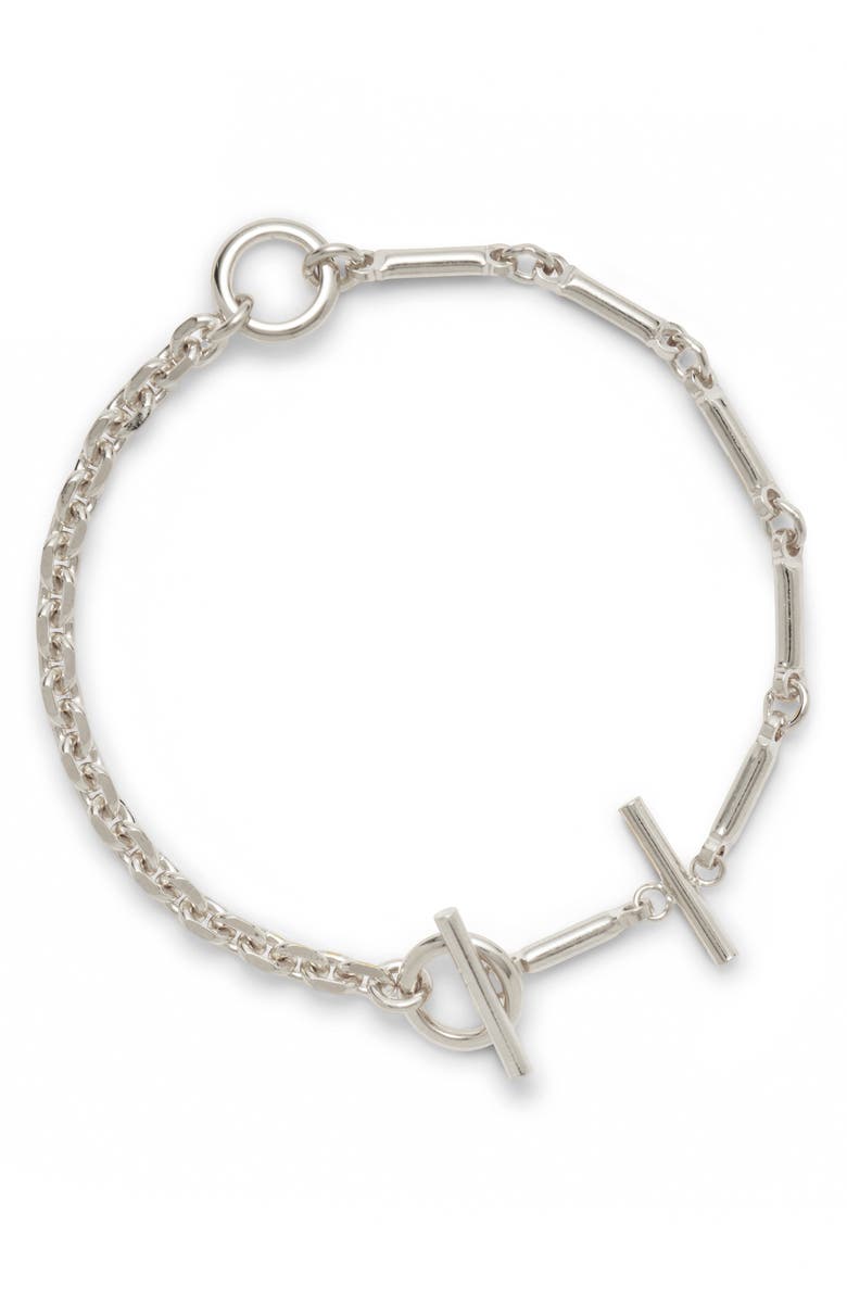 Lady Grey Triplet Toggle Anklet, Main, color, Silver