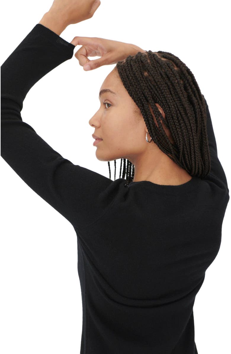 GOBI Mongolian Cashmere Crew Neck Cardigan, Alternate, color, Brilliant Black