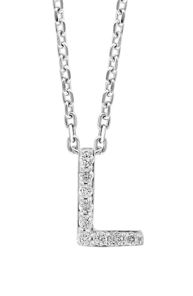 EFFY Sterling Silver Pavé Diamond Initial Pendant Necklace - 0.14 ctw., Main, color, White-L