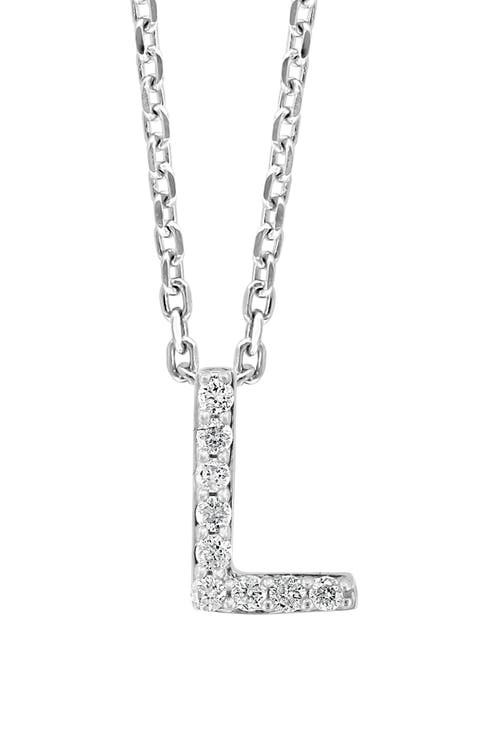 Sterling Silver Pavé Diamond Initial Pendant Necklace - 0.14 ctw.