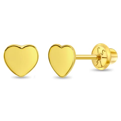 14k Polished Heart Earrings