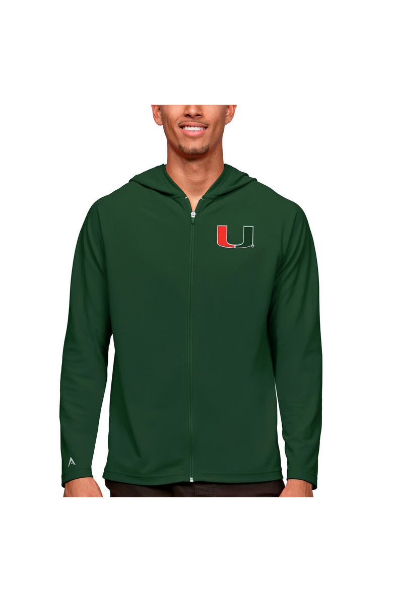 ANTIGUA Men's Antigua Green Miami Hurricanes Legacy Full-Zip Hoodie, Main, color, 