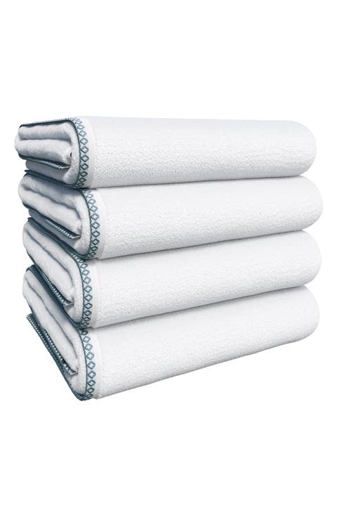 Border Stitch 4-Piece Cotton Bath Towels