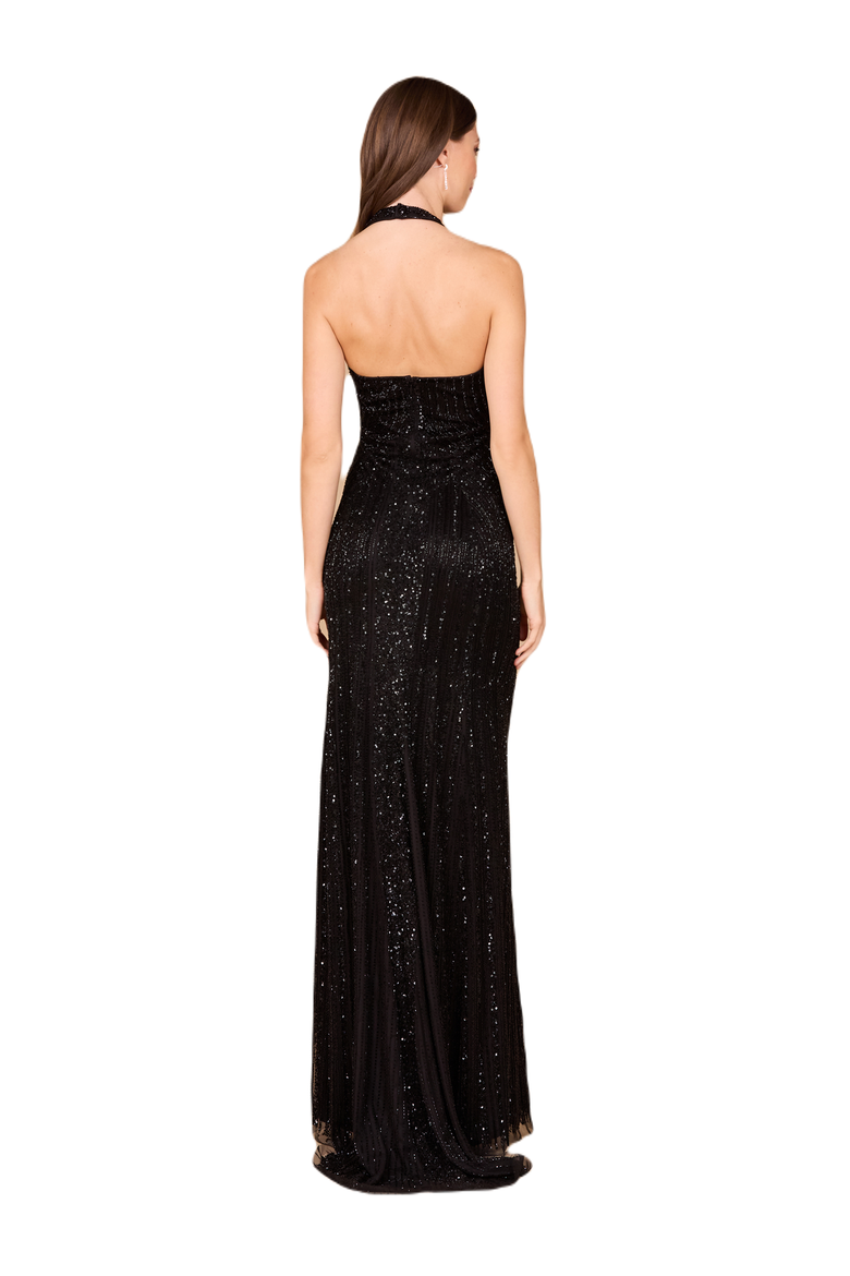 Halter Neck Dress with Keyhole, Alternate, color, Black