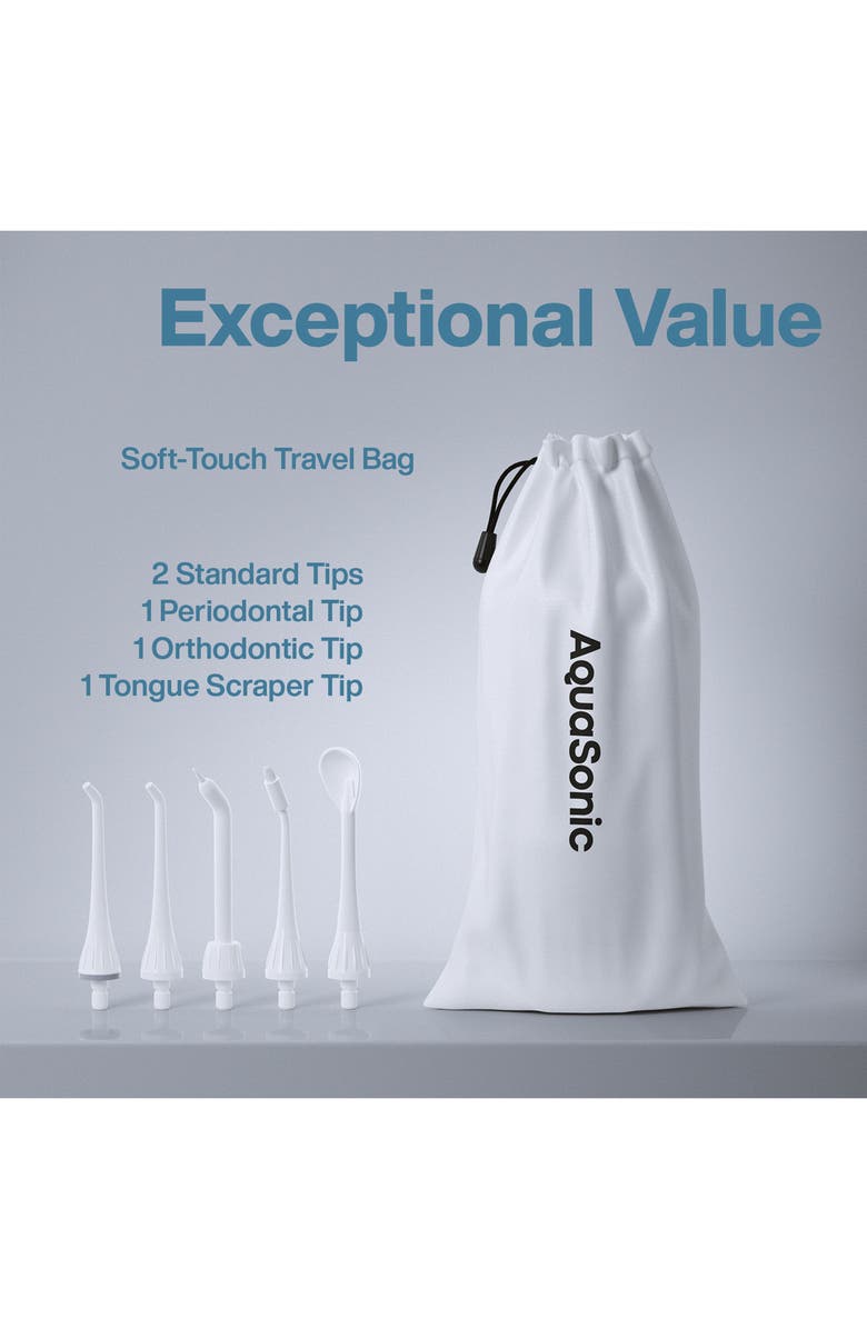 AQUASONIC White Water Flosser with 4 Tips & Travel Pouch, Alternate, color, 