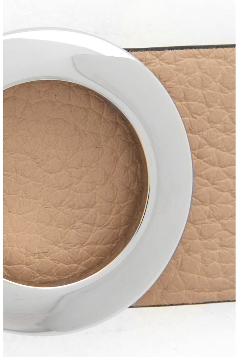 Reversible Gancini Calfskin Leather Belt, Alternate, color, NEW BISQUE