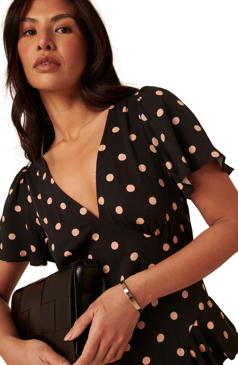 Nobody's Child Lyndsey Spot Midi Dress, Alternate, color, Black