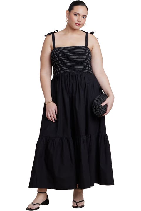 Smocked Bodice Maxi Dress (Plus)