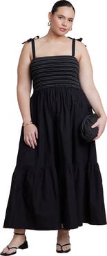 ELOQUII Smocked Bodice Maxi Dress