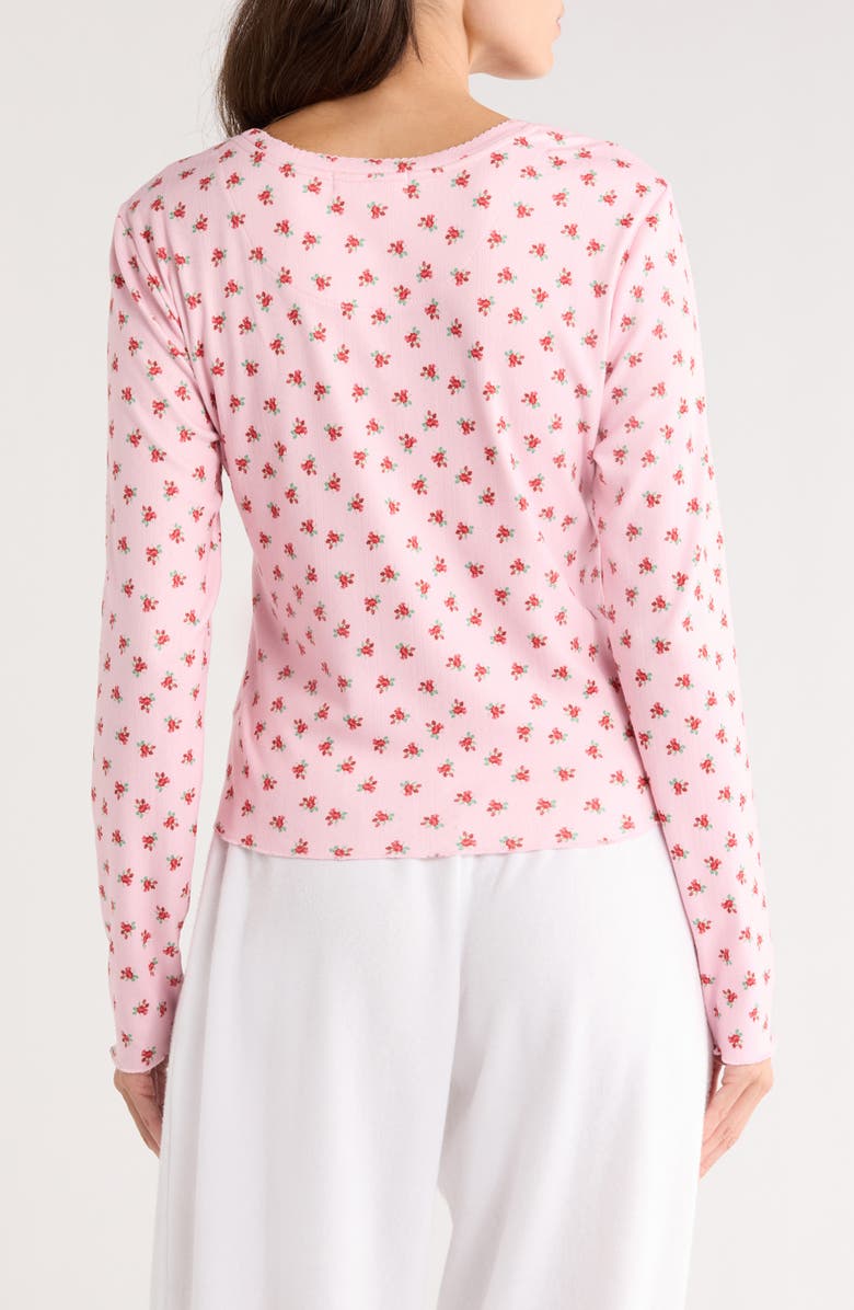 PJ Salvage Crazy for the Holidays Brushed Pointelle Pajama Top, Alternate, color, Pink