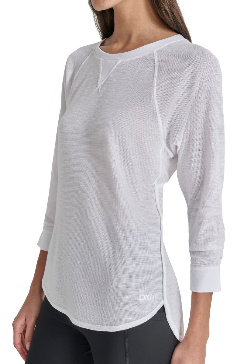 DKNY Slub Waffle High-Low T-Shirt, Alternate, color, White