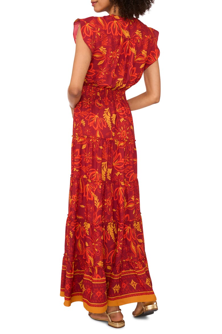Floral Maxi Dress, Alternate, color, CHILI