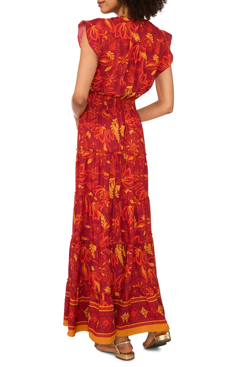 Vince Camuto Floral Maxi Dress, Alternate, color, Chili