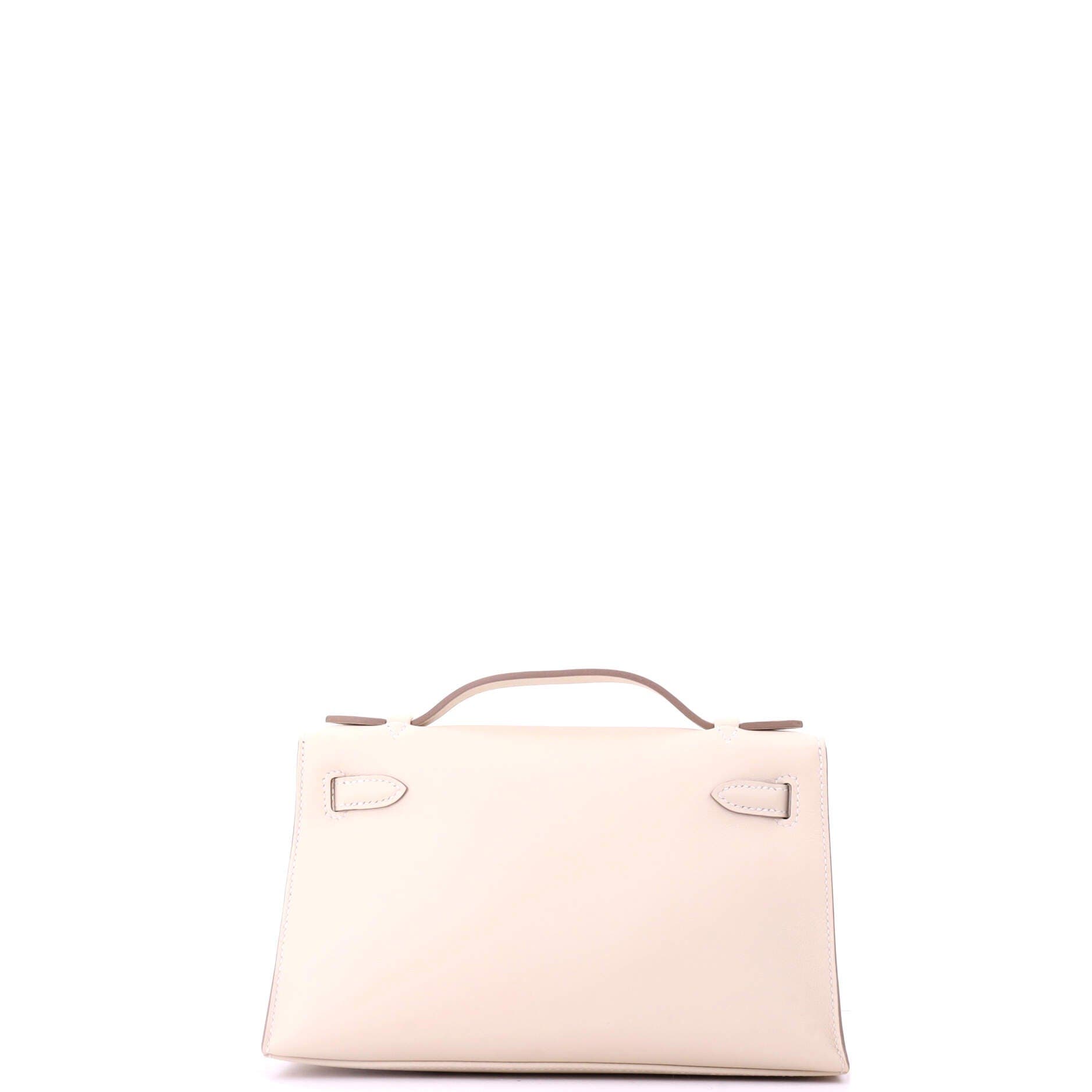 Pre-Owned Hermes Kelly Pochette Swift, Alternate, color, Craie