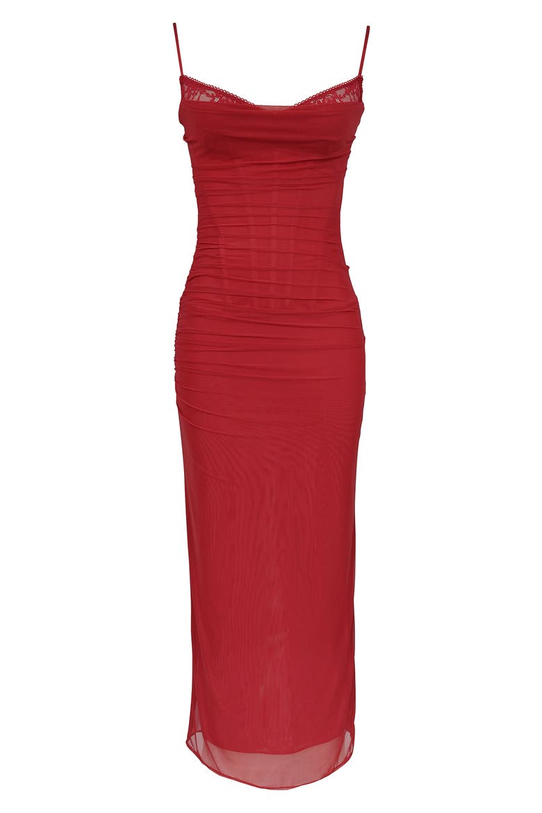 Nalini Mesh Corset Cocktail Dress, Alternate, color, HAUTE RED