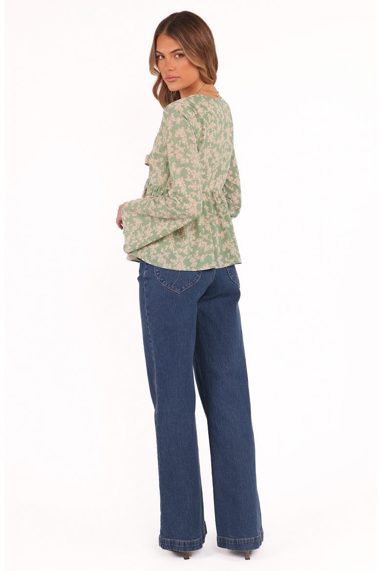 Reeva Tie Front Top, Alternate, color, GREEN FLORAL