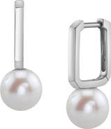 The Pearl Source Freshwater Pearl Huggie Susie Earrings