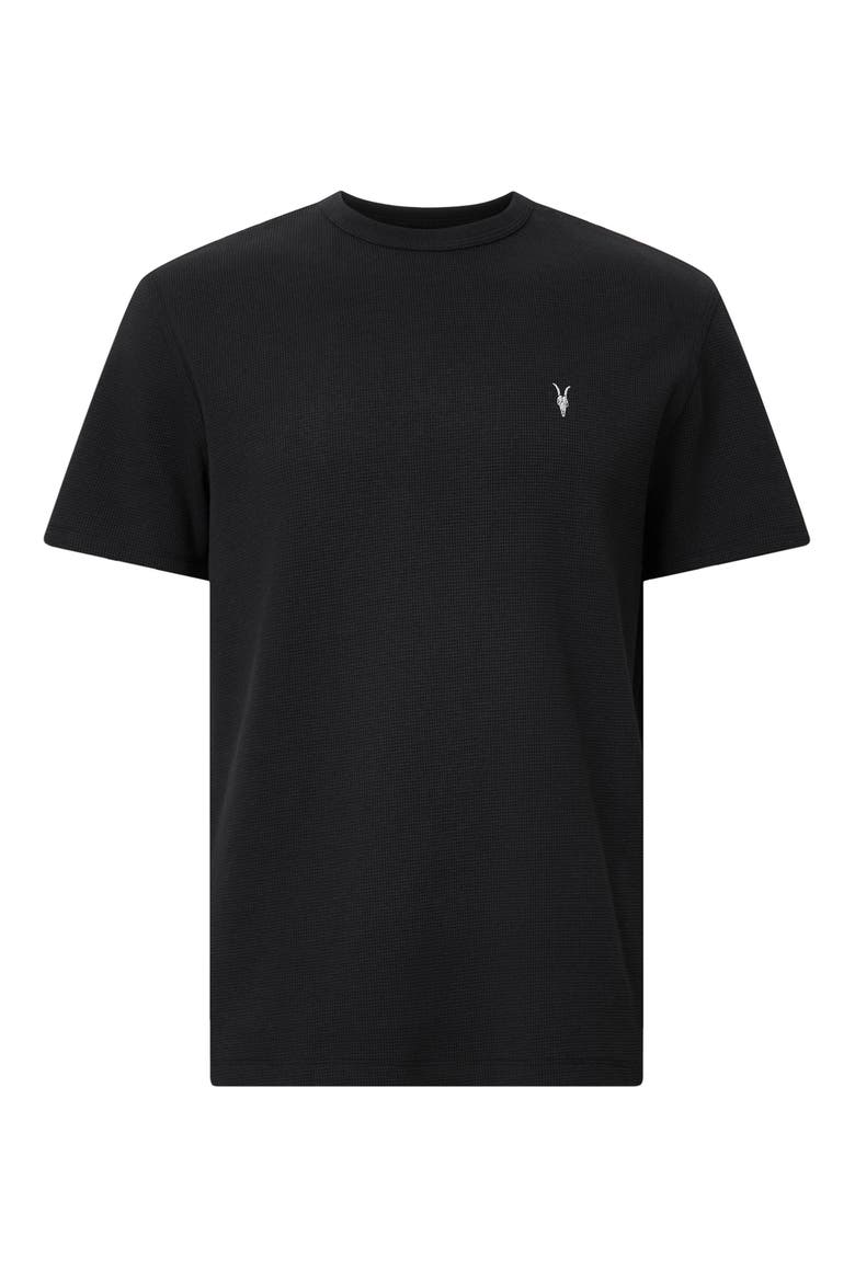 Ellis Waffle Knit Cotton T-Shirt, Alternate, color, JET BLACK