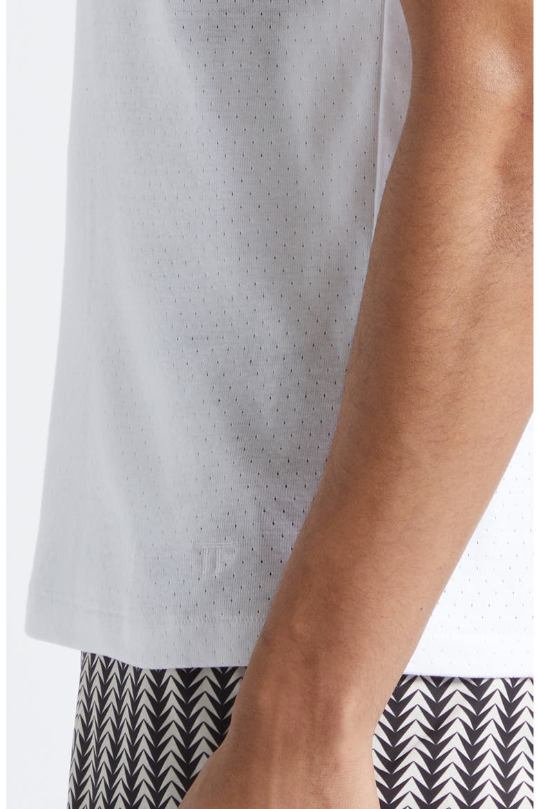 Perforated Rib Crewneck T-Shirt, Alternate, color, OPTICAL WHITE