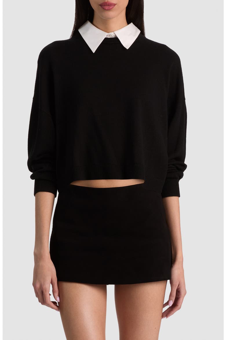 Rhett Wool Sweater with Detachable Collar, Alternate, color, BLACK